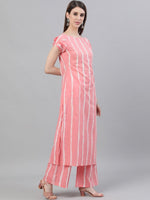 Thumbnail for Aks Striped Pure Cotton Straight Kurta With Palazzos - Distacart