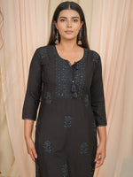Thumbnail for Ode by House of Pataudi Tie U[p Neck Sequined Embroidered Straight Kurta - Distacart