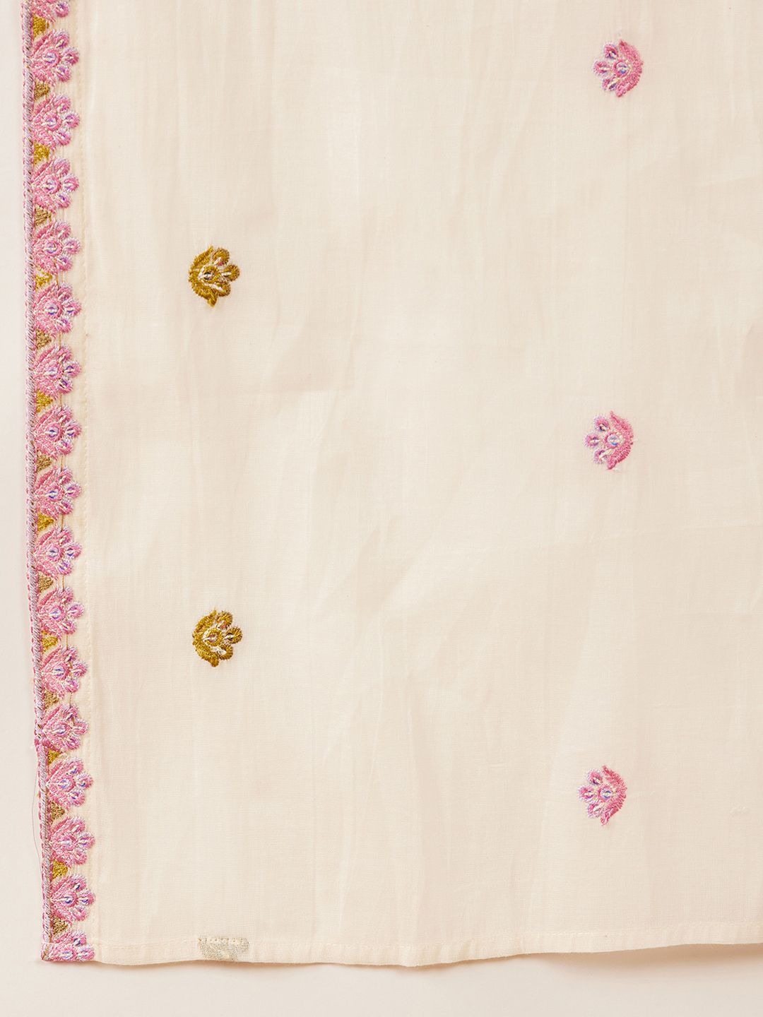 Sangria Floral Embroidered Pure Cotton Straight Kurta With Palazzo & Dupatta