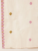 Thumbnail for Sangria Floral Embroidered Pure Cotton Straight Kurta With Palazzo & Dupatta
