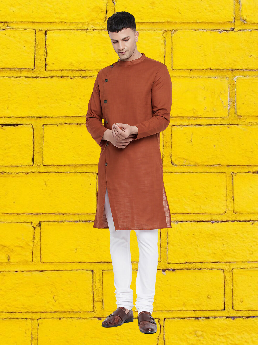 Even Apparels Men's Asymetrical Brown Sherwani Kurta - Distacart