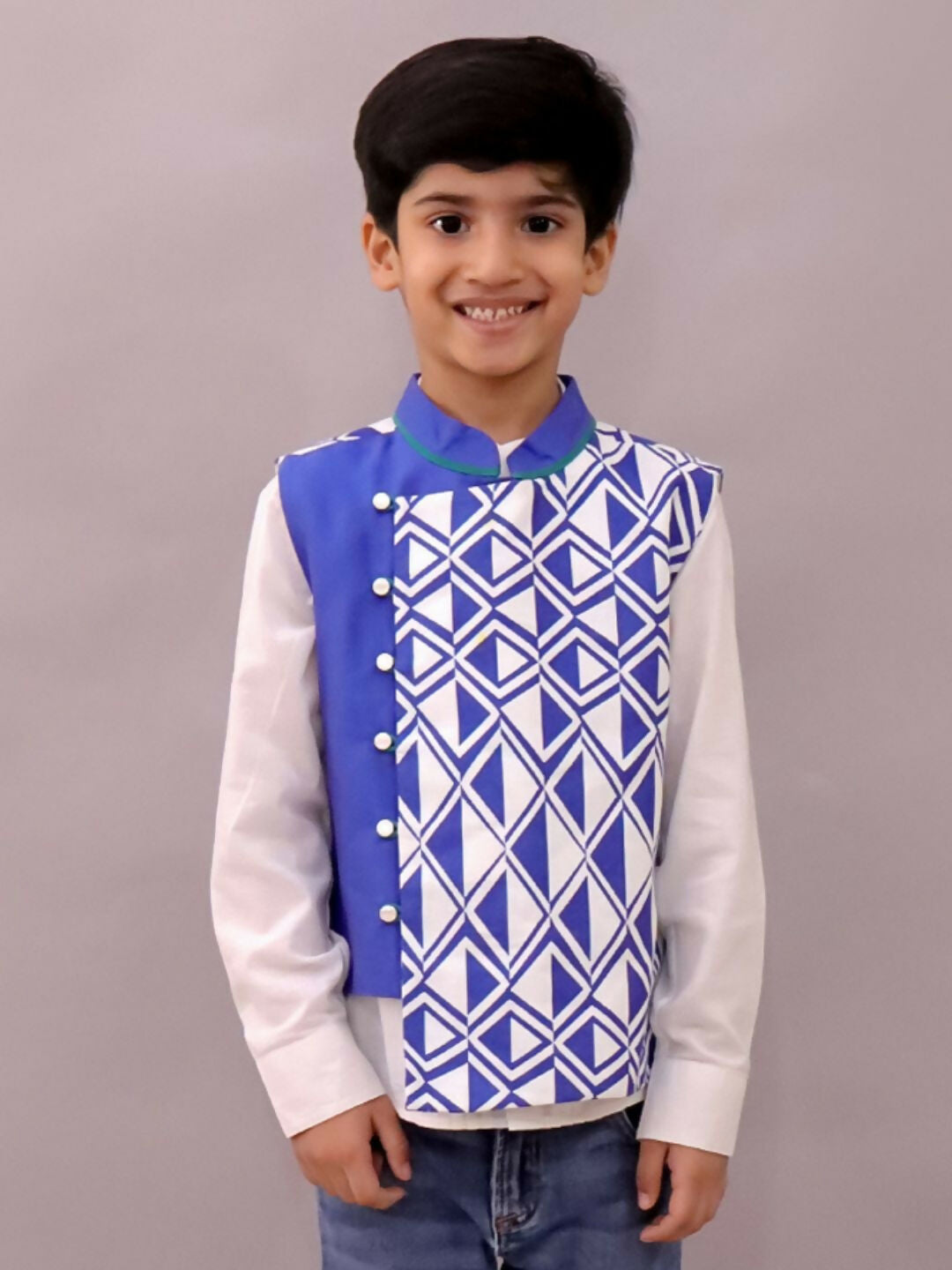 Lil Drama Shor-Gul Blue Jacket For Boys