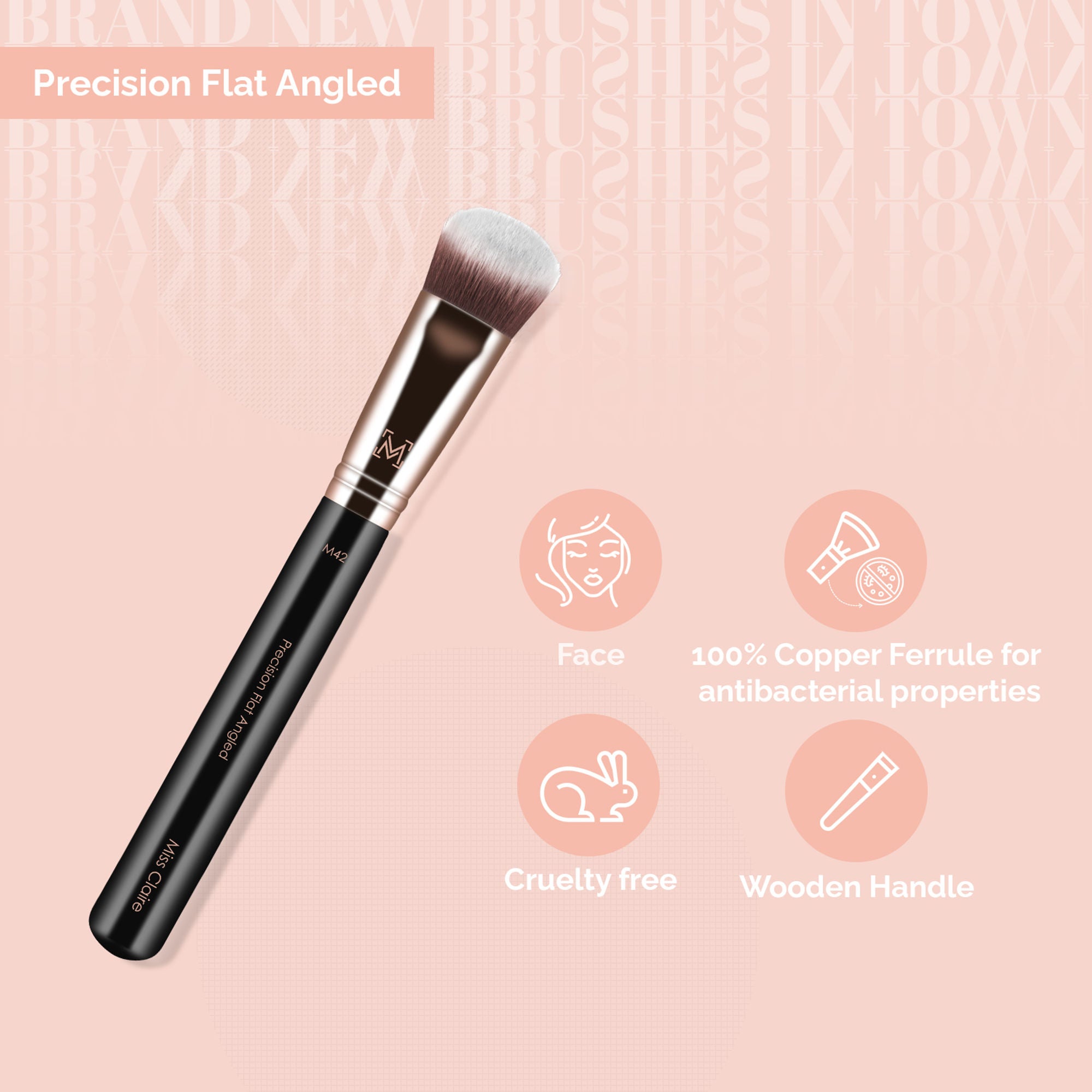 Miss Claire M42 - Precision Flat Angled Brush - Rose Gold