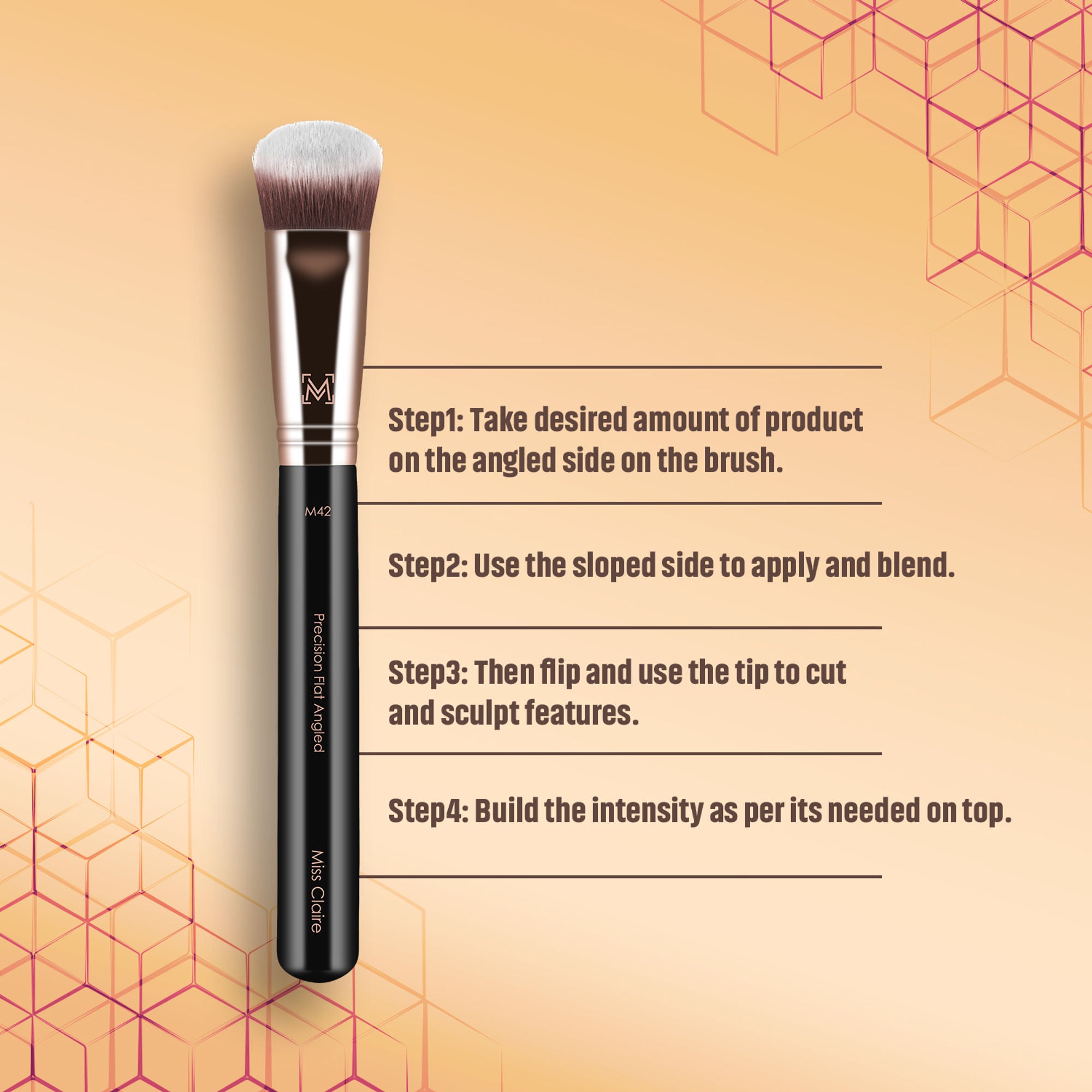 Miss Claire M42 - Precision Flat Angled Brush - Rose Gold