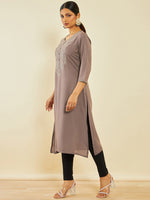 Thumbnail for Soch Ethnic Motifs Yoke Design Thread Work Straight Kurta - Distacart