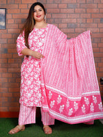 Thumbnail for Swasti Women Floral Printed Regular Sequinned Pure Cotton Kurta with Trousers & With Dupatta
