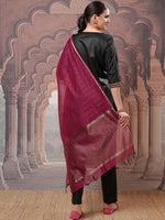 Thumbnail for Vishudh Black Yoke Design Thread Work Kurta with Trouser & Dupatta
