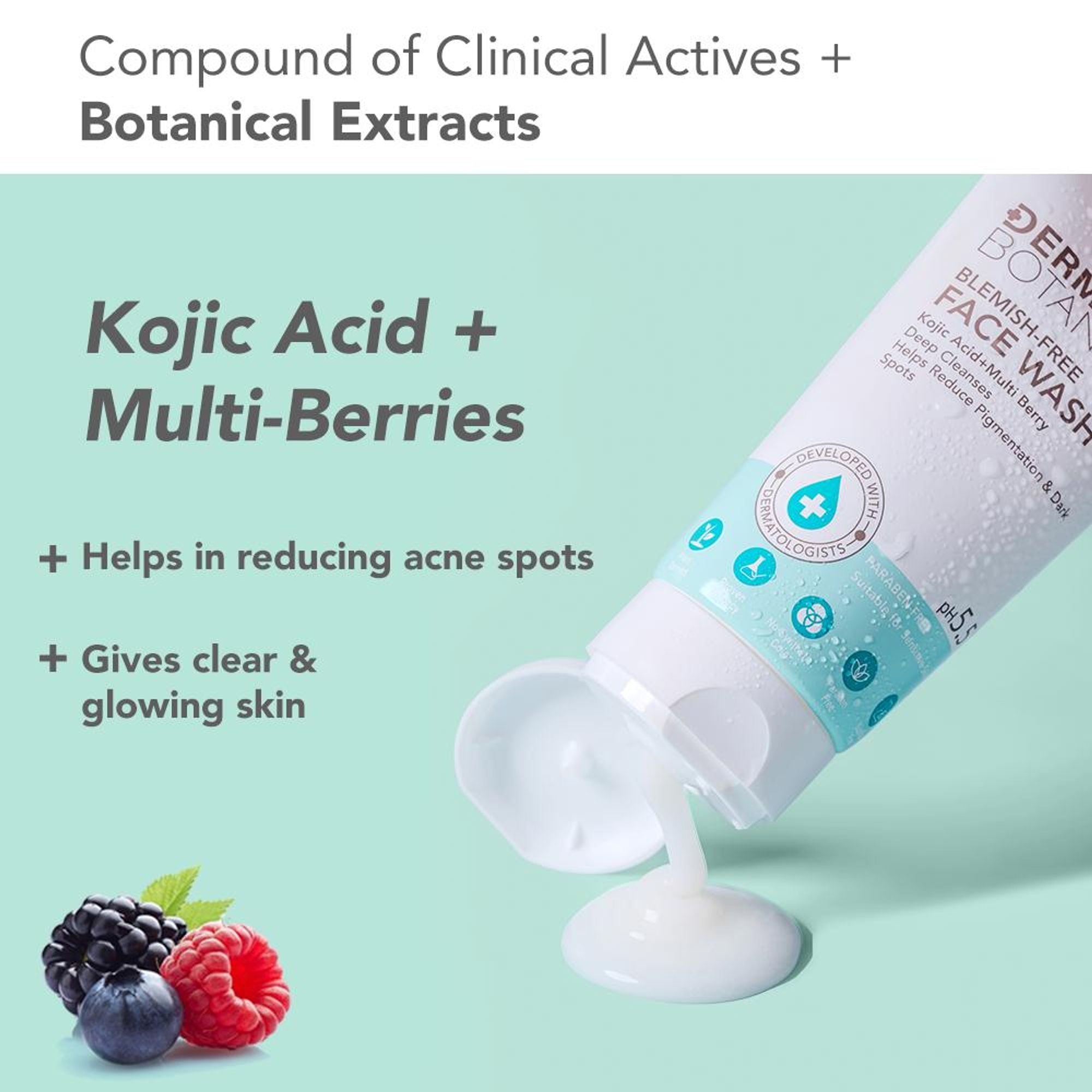 Lotus DermaBotanics Kojic Acid + Multi Berry Blemish-Free Face Wash, pH5.5, For Sensitive Skin additional image 2