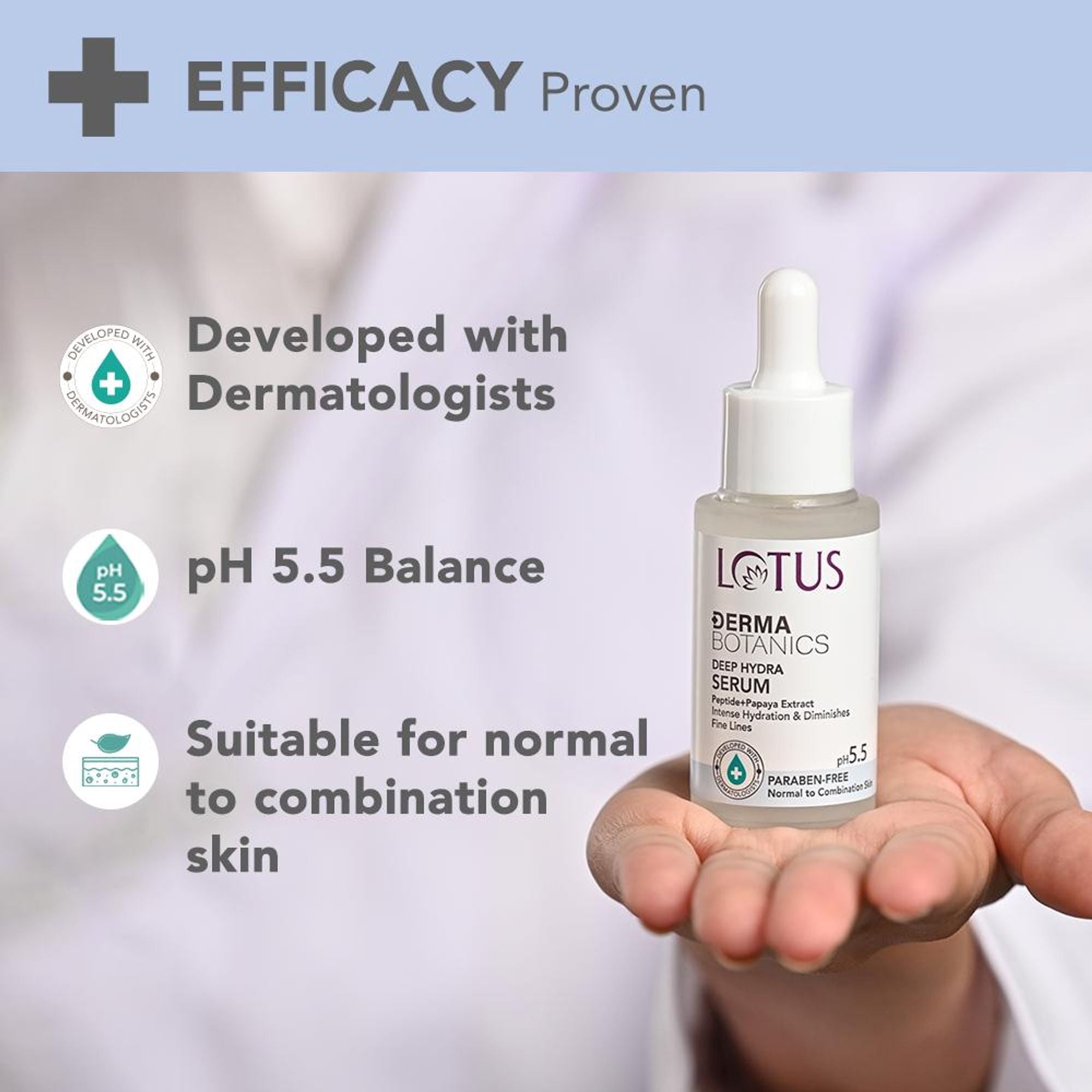 Lotus DermaBotanics Peptide + Papaya Extract Deep Hydra Serum,pH5.5,Normal To Combination Skin additional image 3