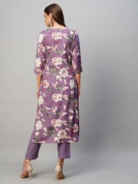 Thumbnail for Kalini Floral Printed V-Neck Kurta with Trousers - Distacart