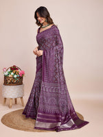 Thumbnail for Mitera Bandhani Printed Zari Saree - Distacart