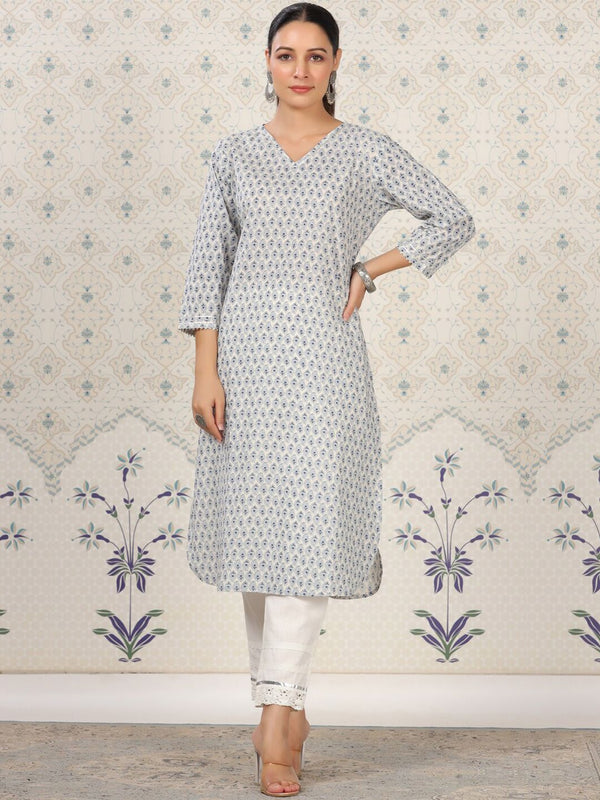 Ode by House of Pataudi Floral Printed Straight Pure Cotton Kurta - Distacart