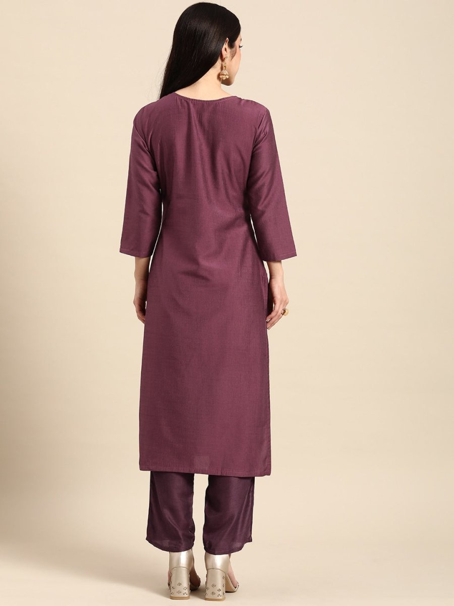 All About You Women Ethnic Motifs Embroidered Kurta With Trousers - Distacart