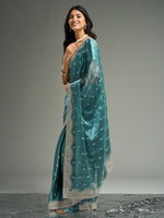 Thumbnail for kasee Floral Embroidered Silk Blend Saree - Distacart