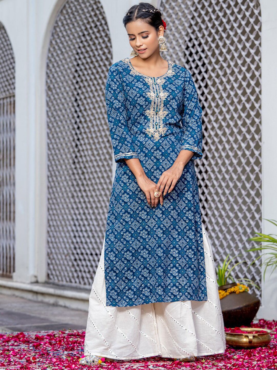 Ode by House of Pataudi Ethnic Motifs Printed Kurta - Distacart