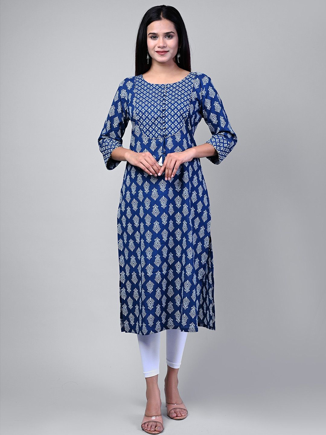 Swasti Women Blue Printed Floral Kurta - Distacart