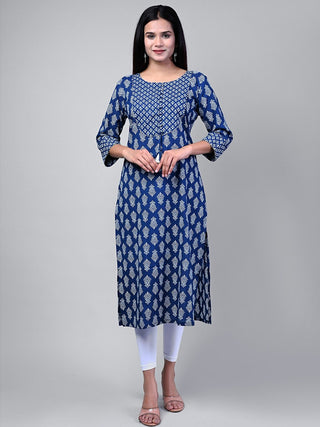 Swasti Women Blue Printed Floral Kurta - Distacart