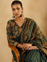 Thumbnail for Indo Era Floral Printed Empire Pure Cotton A-Line Kurta With Trousers & Dupatta