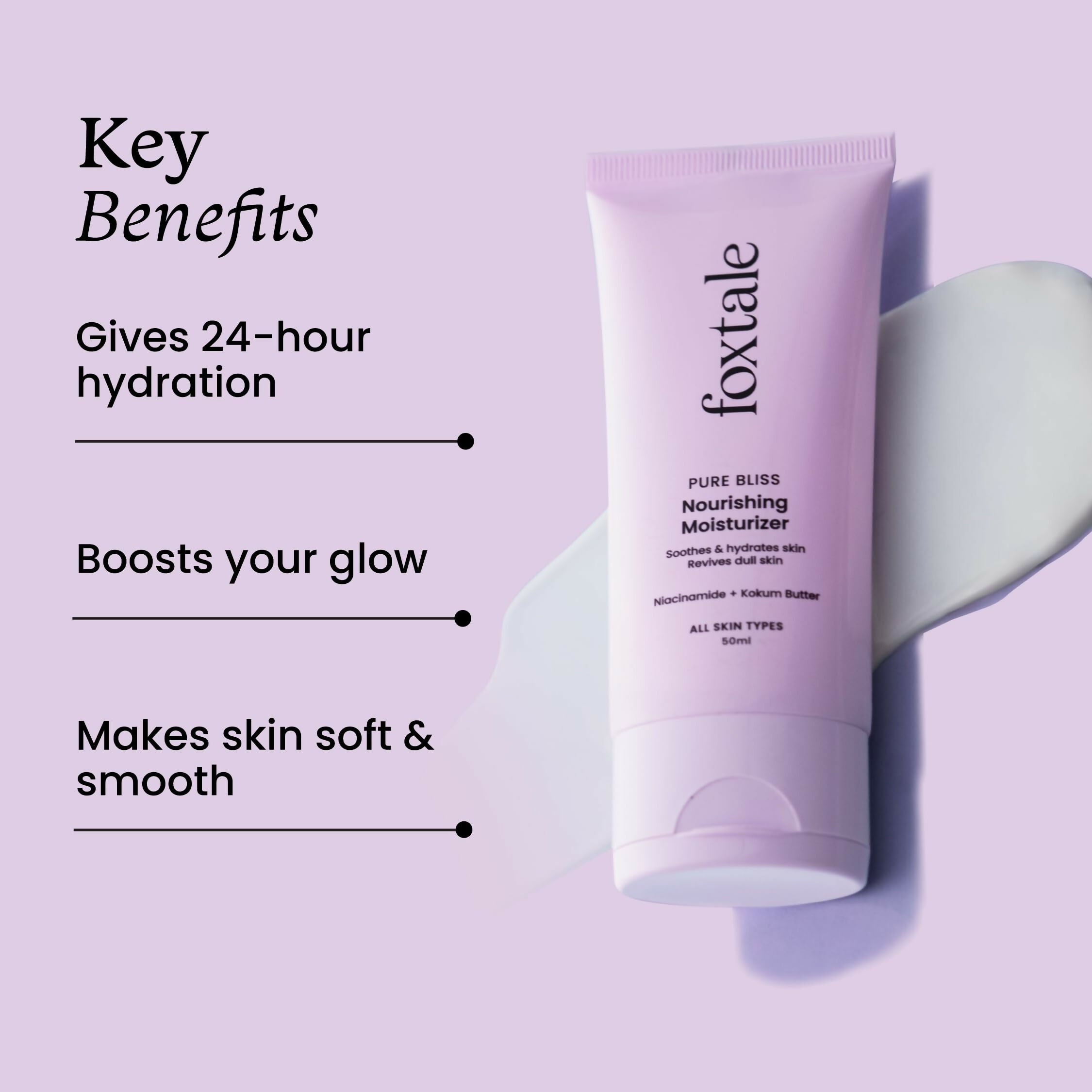 Foxtale Nourishing Face Moisturizer With Niacinamide For 24 Hr Hydration & Lightweight - Distacart