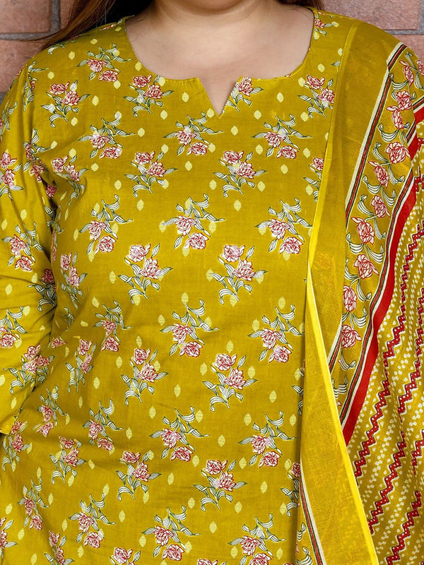 Swasti Women Printed Regular Sequinned Pure Cotton Kurta with Trousers & With Dupatta