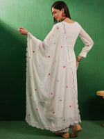 Thumbnail for Sangria V-Neck Long Sleeves Thread Work Embroidered Kurta Sets