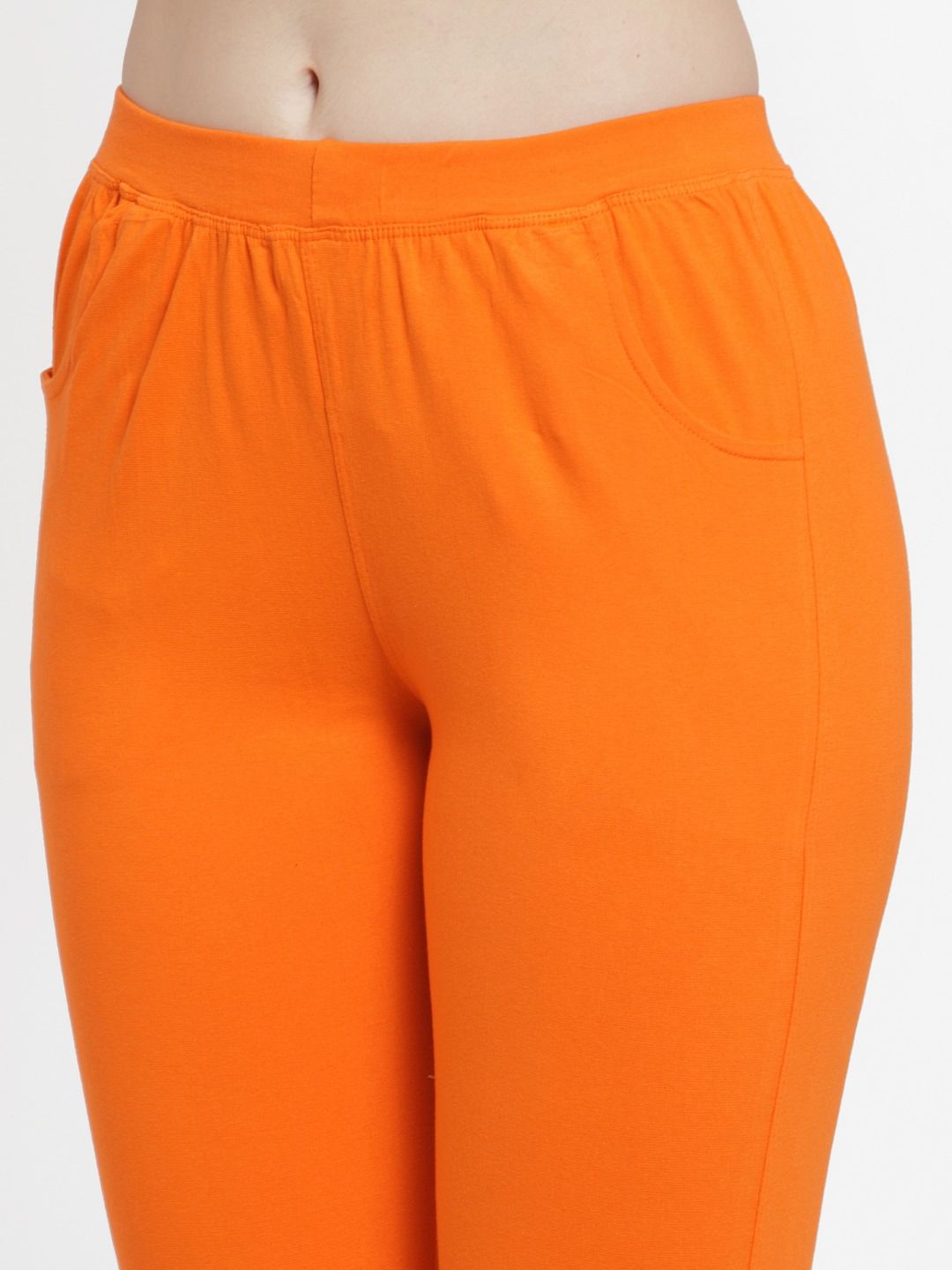 TAG 7 Women Pack Of 2 Orange & Black Solid Straight-Fit Ankle-Length Leggings - Distacart