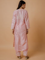 Thumbnail for HOUSE OF KARI Floral Embroidered Silk Chikankari Kurta - Distacart