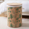 HOKIPO Eco-Friendly Foldable Bamboo Laundry Basket Hamper with Lid - Tropical Leaves - Dista