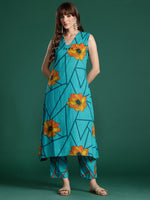 Thumbnail for Indo Era Floral Printed Pure Cotton Kurta with Trousers