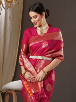 Thumbnail for Anouk Floral Woven Design Zari Silk Blend Banarasi Saree - Distacart