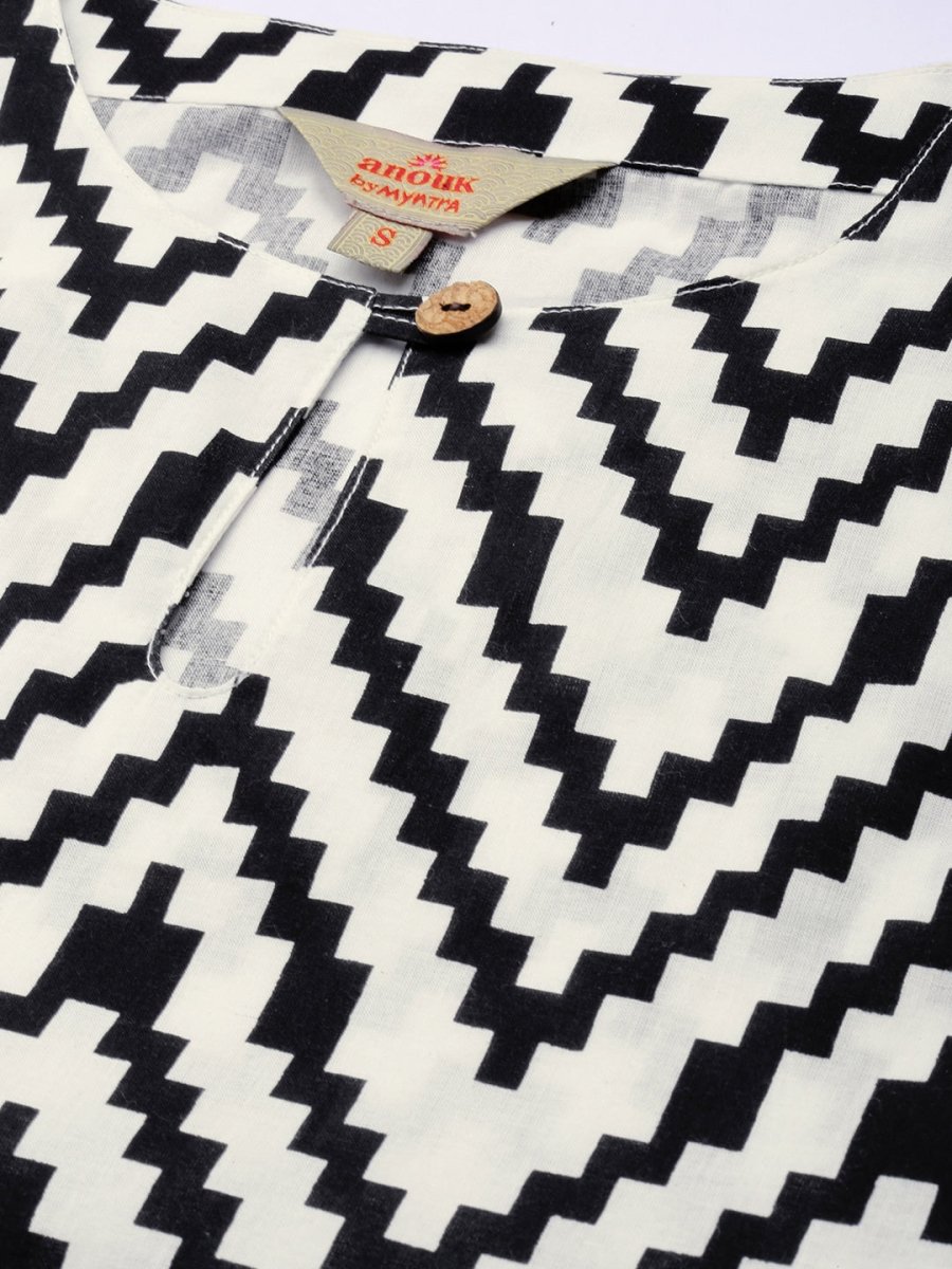 Anouk Women White Printed Kurta with Trousers - Distacart