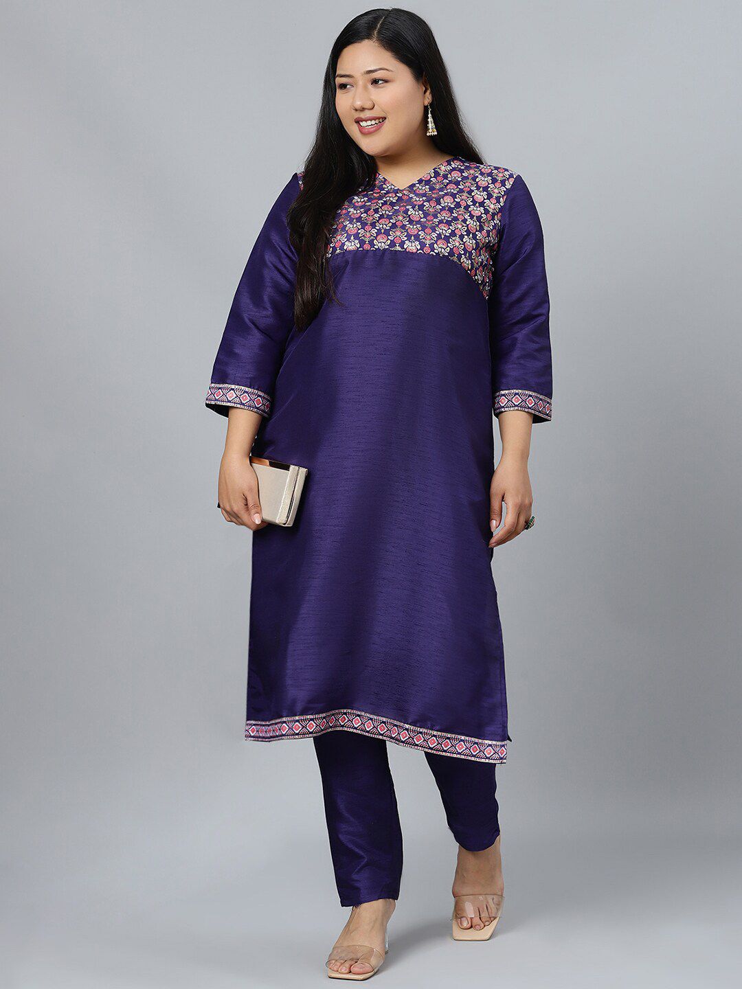 Sztori Plus Size Ethnic Motifs Printed Straight Kurta with Trousers - Distacart