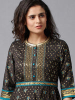 Thumbnail for AURELIA Women Black & Gold-Toned Embellished A-Line Midi Dress