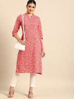 Thumbnail for All About You Women Pink & Yellow Floral Printed Kurta - Distacart