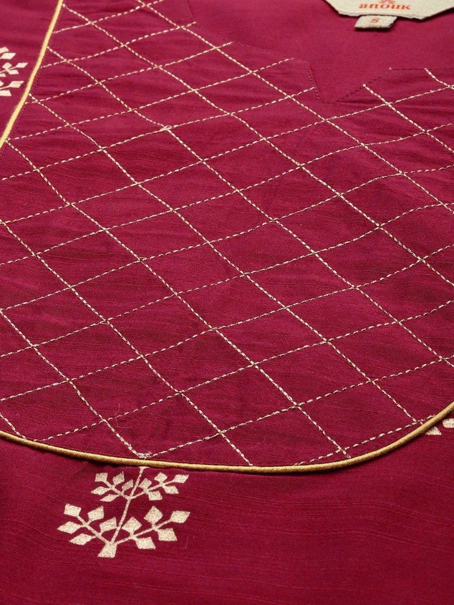 Anouk Women Ethnic Motifs Printed Regular Thread Work Kurta with Palazzos - Distacart