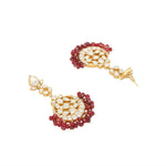 Thumbnail for Nuyug 22K Gold Plated Serenoor Ruby Kundan Chandbali Earrings