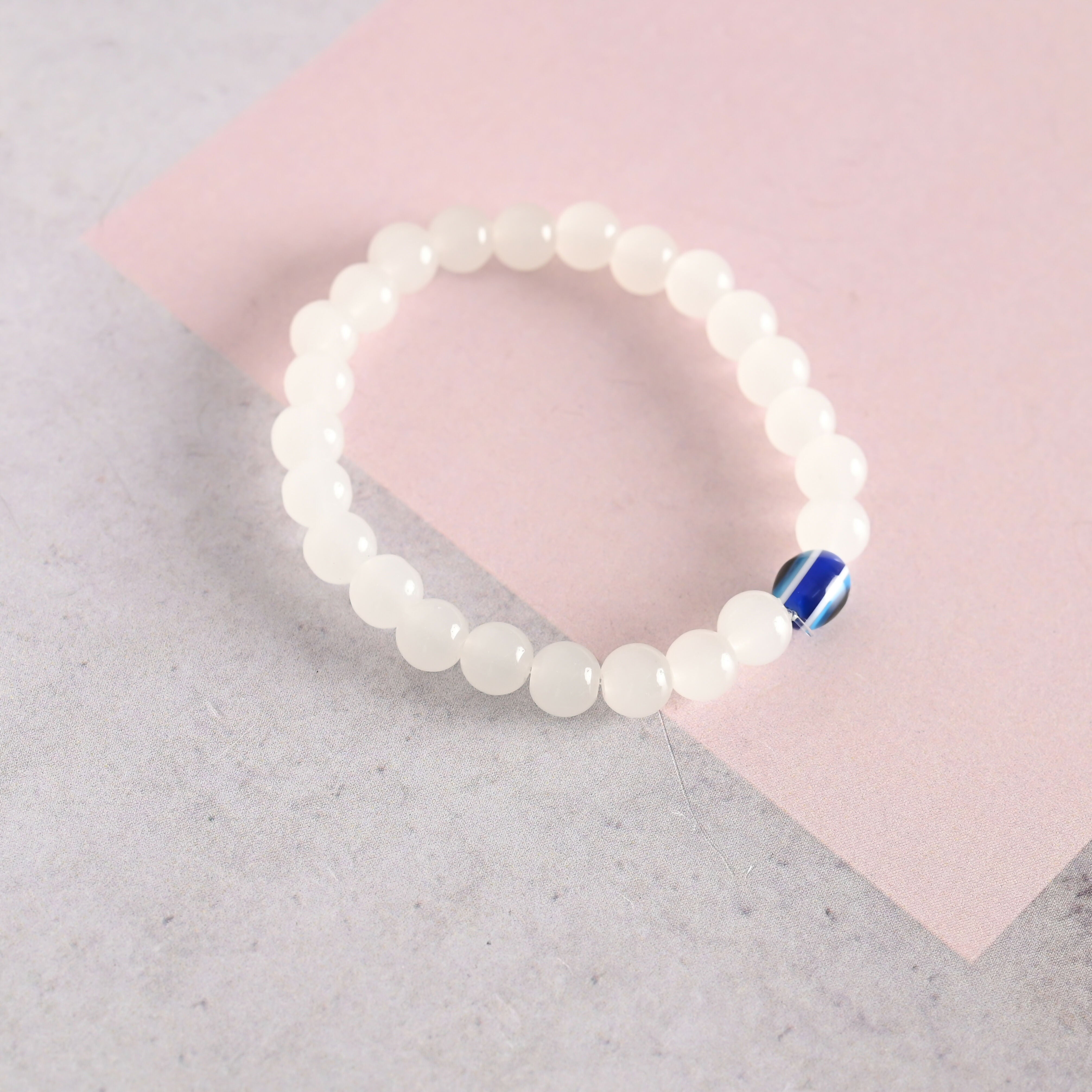 NVR Men & Women Evil Eye Crystal Elasticated Bracelet - Distacart