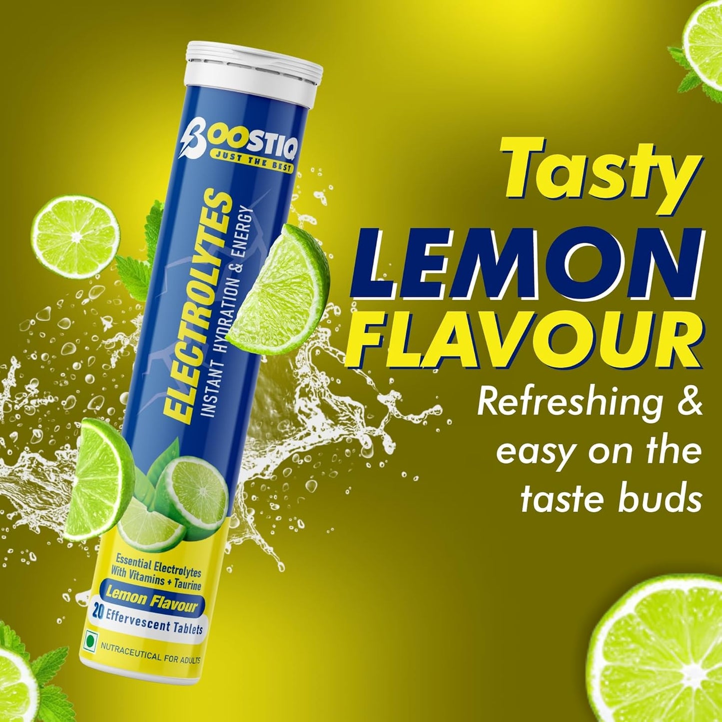 BOOSTIQ Electrolytes Effervescent Tablets - Lemon Flavour - Distacart
