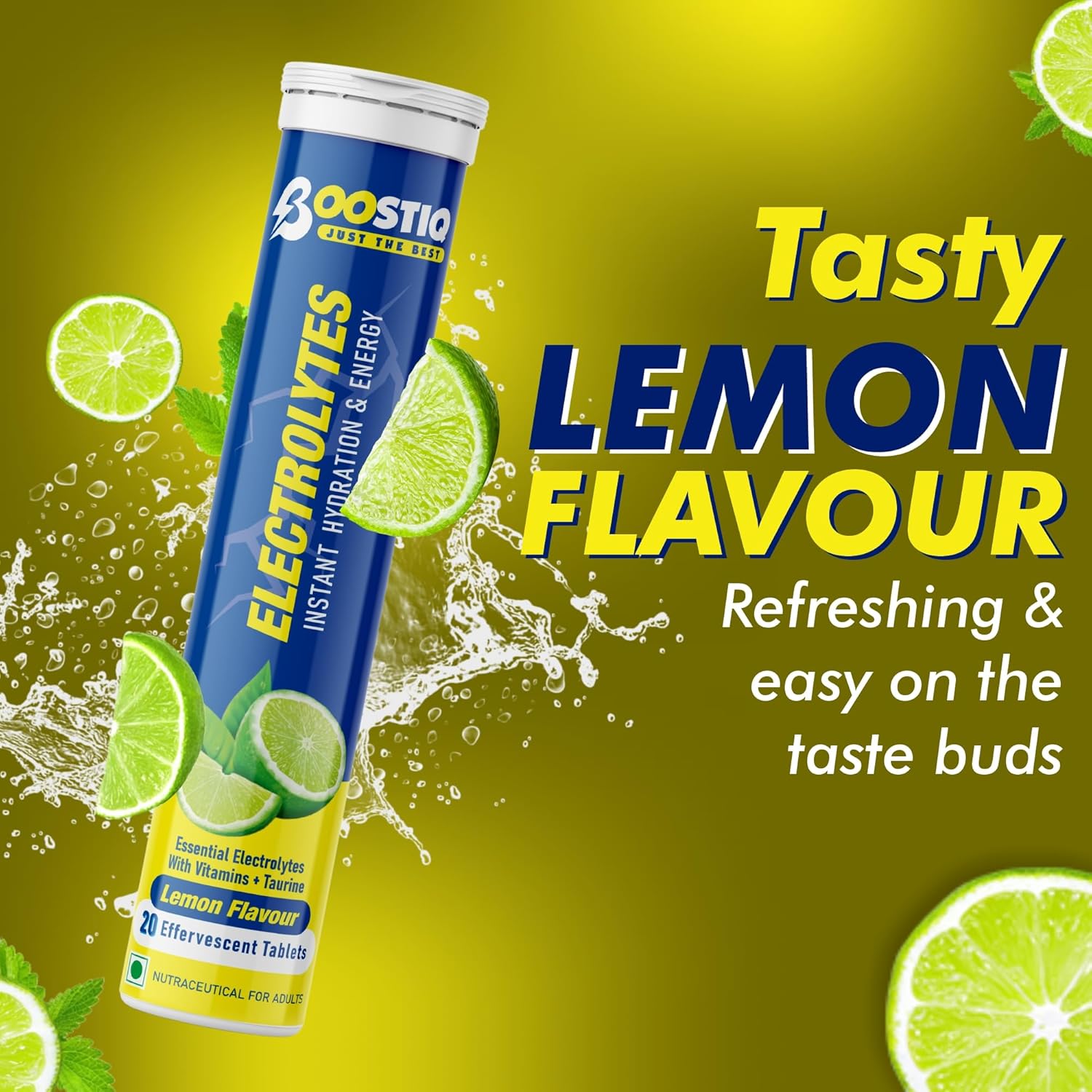 BOOSTIQ Electrolytes Effervescent Tablets - Lemon Flavour - Distacart