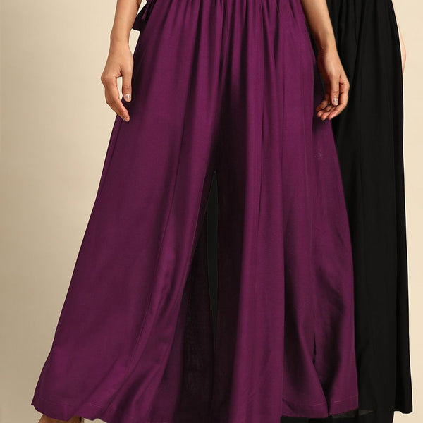 TAG 7 Women Pack of 2 Solid Flared Palazzos - Distacart
