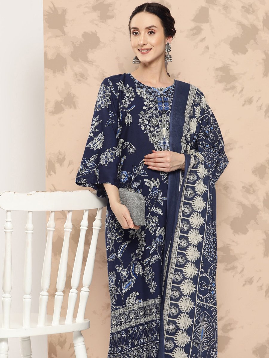 Anouk Ethnic Motifs Printed Kurta with Trousers & Dupatta - Distacart