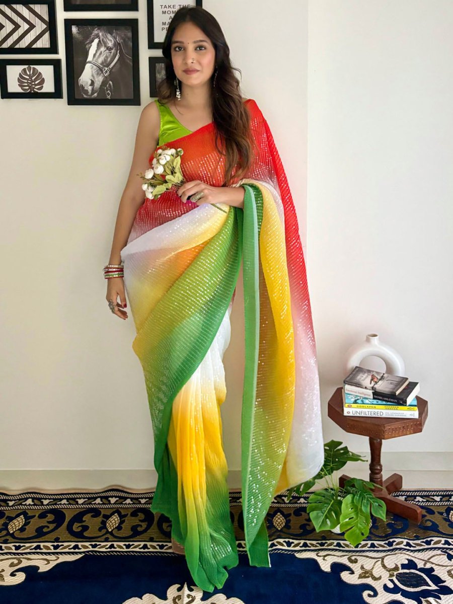 Anouk Embellished Sequinned Pure Georgette Designer Saree - Distacart