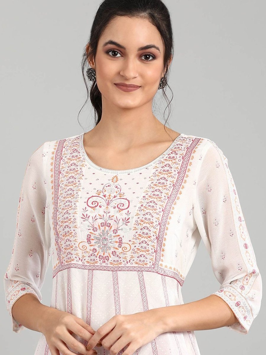 AURELIA Off White Ethnic Motifs Maxi Dress - Distacart