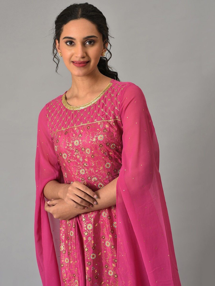 AURELIA Ethnic Motifs Printed Cape Sleeves Maxi Dress - Distacart