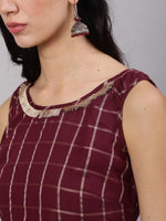 Thumbnail for Aks Checked Chanderi Silk Straight Kurta - Distacart