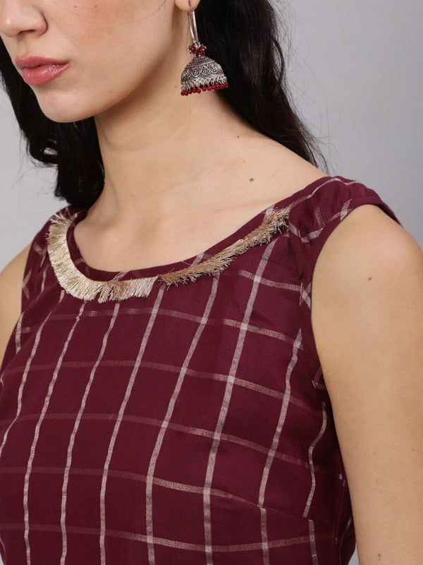 Aks Checked Chanderi Silk Straight Kurta - Distacart