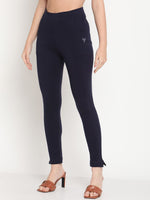 Thumbnail for TAG 7 Women Navy Blue Solid Leggings - Distacart
