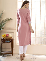 Thumbnail for Anouk Floral Embroidered Round Neck Chikankari Straight Kurta