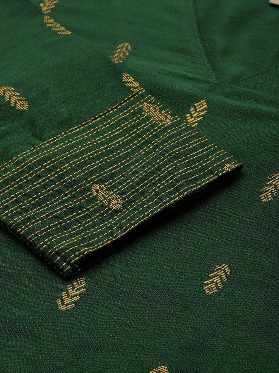 Anouk Women Green & Gold-Toned Ethnic Motifs Dobby Kurta - Distacart