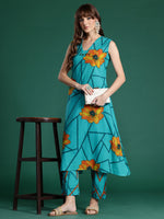 Thumbnail for Indo Era Floral Printed Pure Cotton Kurta with Trousers